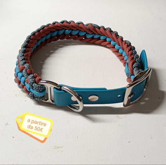 COLLARE IN CORDA blu-marrone